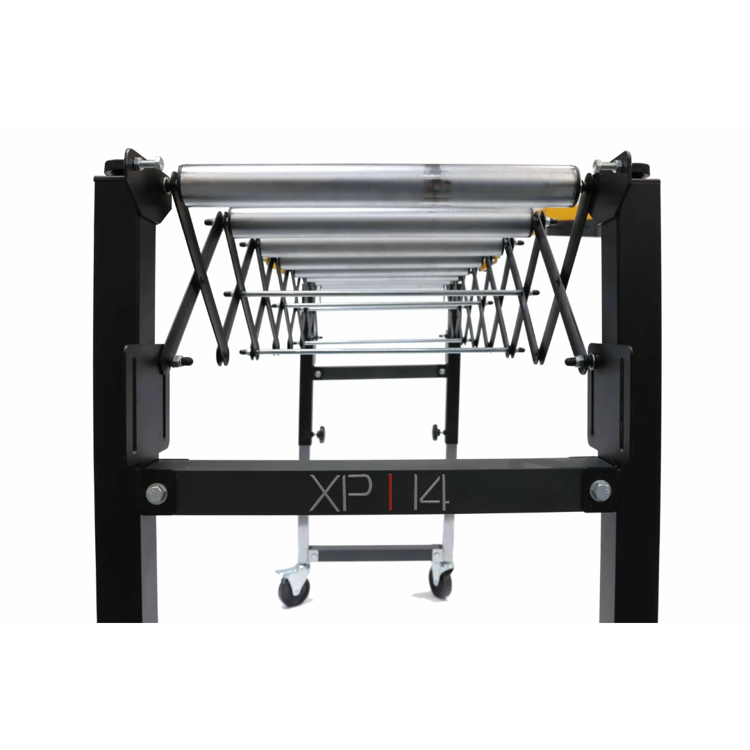Laguna XP|14 14″ Flexible Roller Conveyor Table XP1401 front view showing stable base and roller alignment