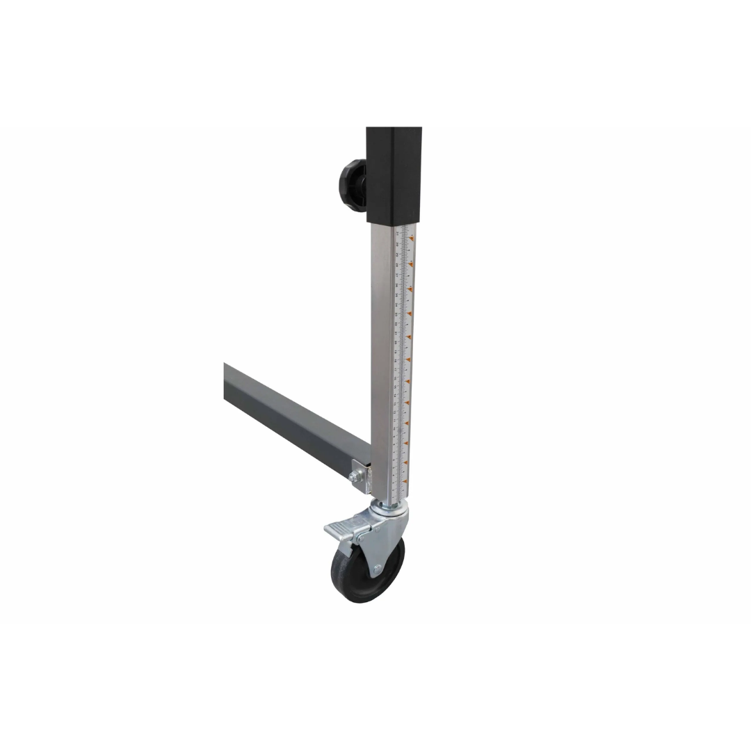Laguna XP|20 20″ Flexible Roller Conveyor Table XP2001 caster wheel and support leg detail for smooth mobility and secure setup