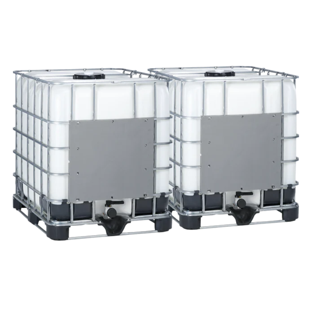 Large IBC tote containers of Ecopoxy UVPoxy Epoxy Coating for Woodworkers & Artists for high-volume epoxy coating operations.