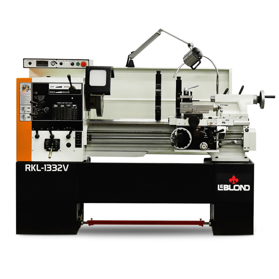 LeBlond RKL-1332 Series Educational Lathe showing carriage assembly, tool post, and lead screw system
LeBlond RKL-1332 Series Educational Lathe with tailstock and precision turning setup for training environments
LeBlond RKL-1332 Series Educational Lathe front view with spindle controls and safety features
LeBlond RKL-1332 Series Educational Lathe industrial training lathe with rigid base and operator-friendly layout