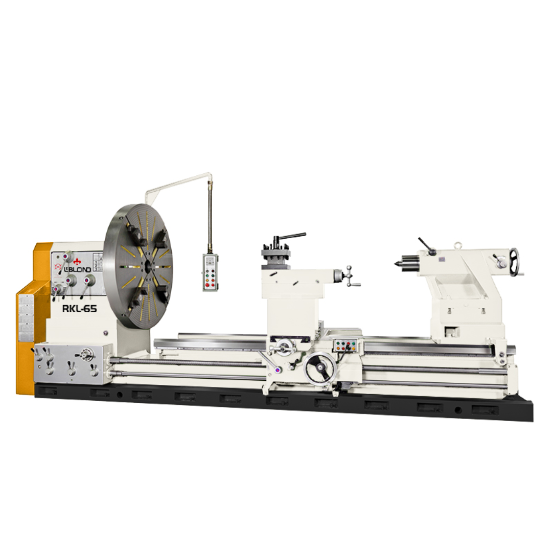 LeBlond RKL-5900G (SHE) Series Large Bore Heavy Duty Precision Lathe highlighting oversized chuck, spindle housing, and control panel
LeBlond RKL-5900G (SHE) Series Large Bore Heavy Duty Precision Lathe focusing on carriage, cross slide, and turret tool post assembly
LeBlond RKL-5900G (SHE) Series Large Bore Heavy Duty Precision Lathe showing bed ways, lead screw, and feed rod system along full length
LeBlond RKL-5900G (SHE) Series Large Bore Heavy Duty Precision Lathe tailstock section with quill, handwhee