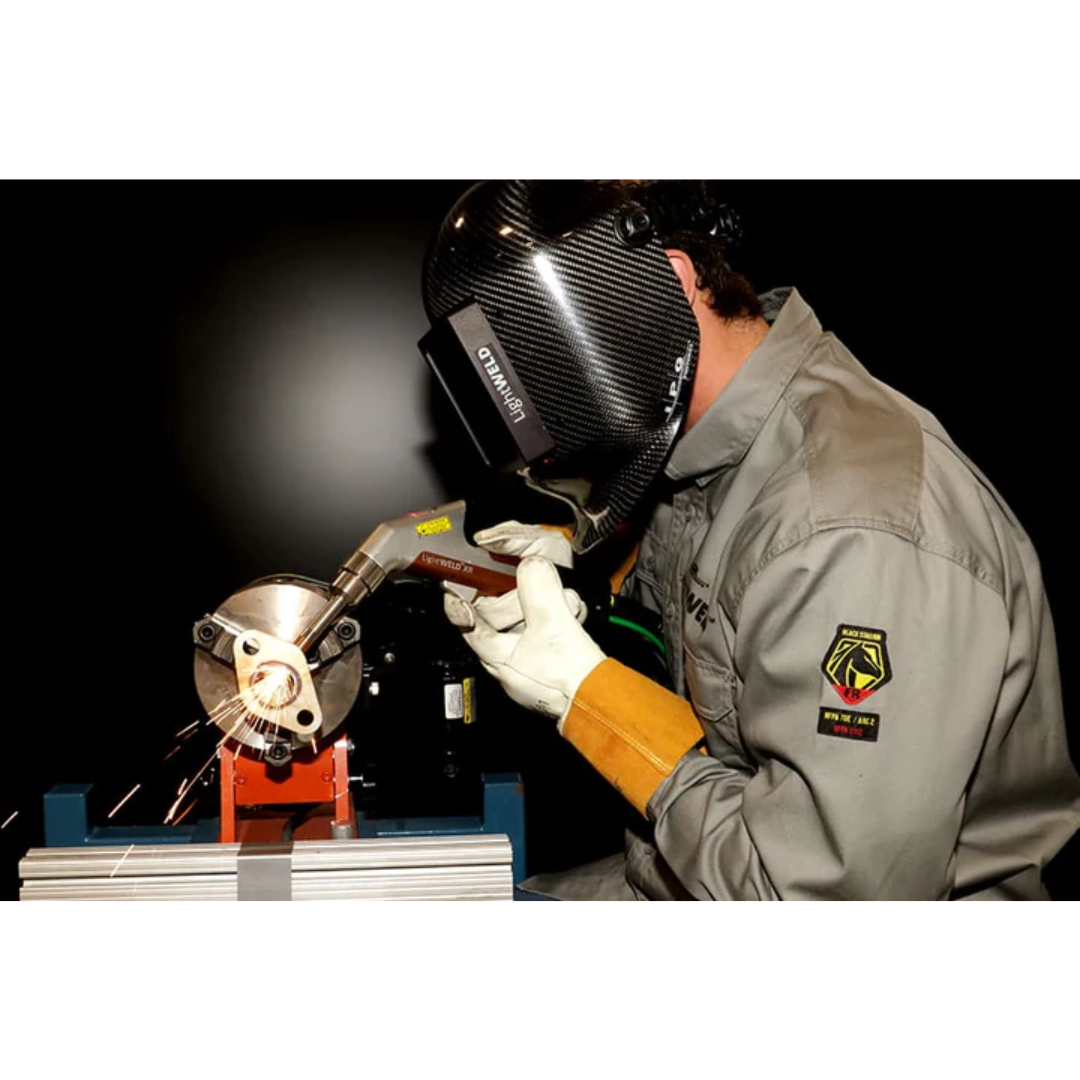 LightWELD 1000 Watt Handheld Laser Welding with Cleaning System Option operator performing precision laser welding with protective gear