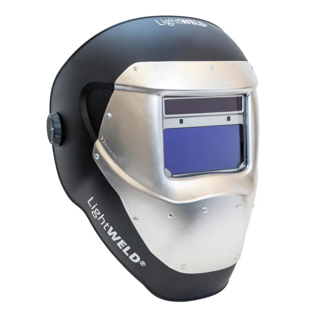LightWELD 100LW Welding Helmet CMMIXXX0007866PX angled side view highlighting ergonomic helmet design and headgear