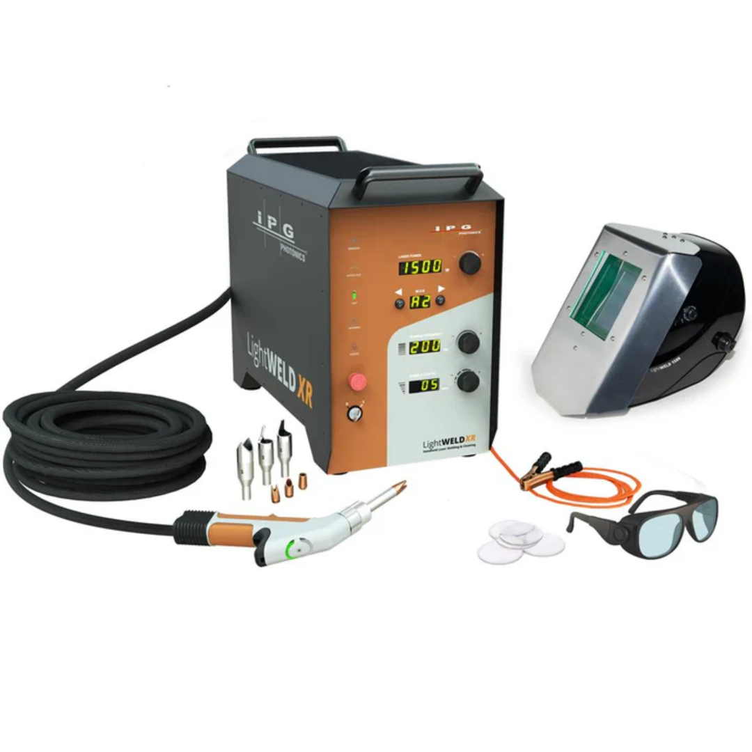 LightWELD 1500 XR handheld laser welding and cleaning system SYSHHWXR0000002U complete unit with power supply, welding gun, safety gear, and accessories for industrial laser applications