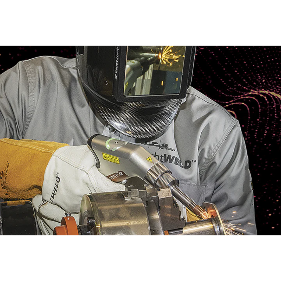 LightWELD 2000 XR handheld laser welding and cleaning system SYSHHWXR2000001U in operation performing precision metal welding with protective equipment