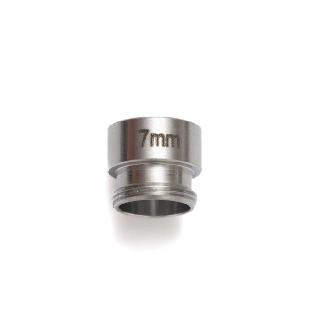 LightWELD 7 mm Nozzle Extension precision machined metal welding nozzle extension with 7 mm marking on white background