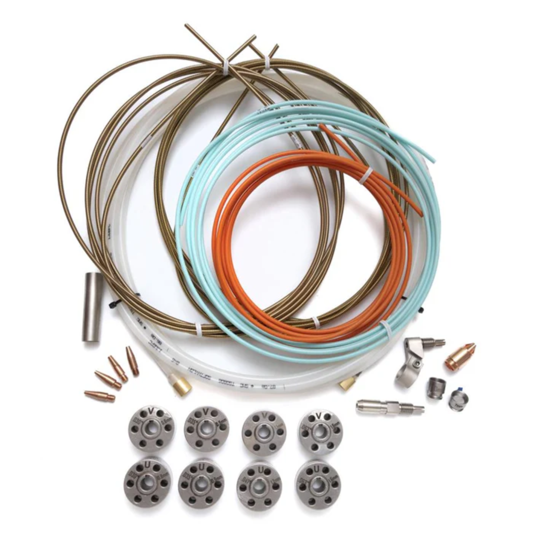 LightWELD Single Wire Feeder Kit CEU00006612XXXXU complete kit with wire, connectors, and feeding components arranged for setup