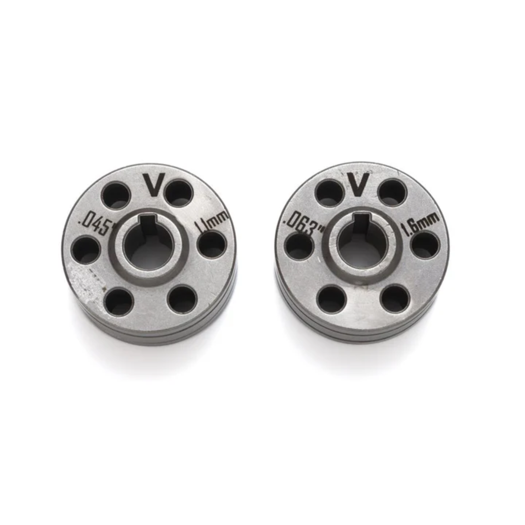 LightWELD V-Groove Drive Roll, 1.1 mm - 1.6 mm - WF-007A CMMIXXX0002839PX precision V-groove wire feed rollers with engraved 1.1 mm and 1.6 mm sizing

LightWELD V-Groove Drive Roll, 1.1 mm - 1.6 mm - WF-007A CMMIXXX0002839PX industrial dual-size drive rolls with V-groove profile and multi-hole balanced construction