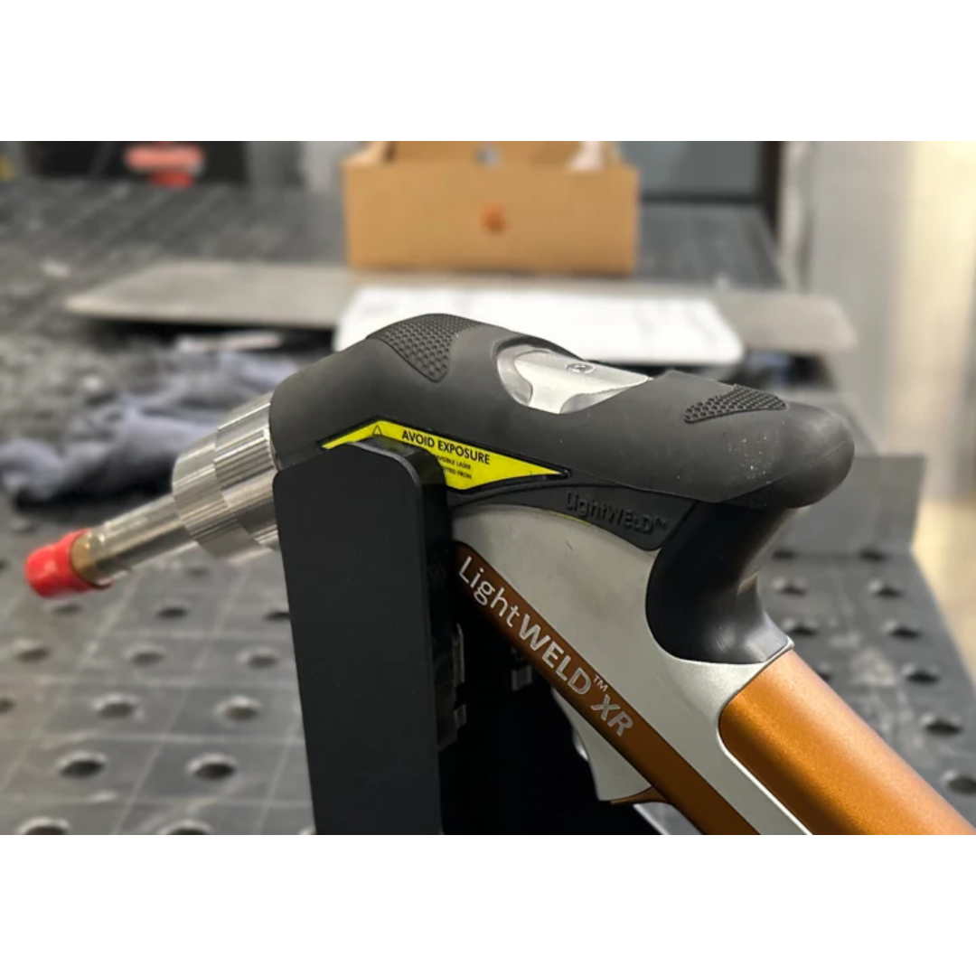 LightWELD Welding Head Protective Cover CDSBME000125XXXU installed on welding head demonstrating secure fit and operational protection