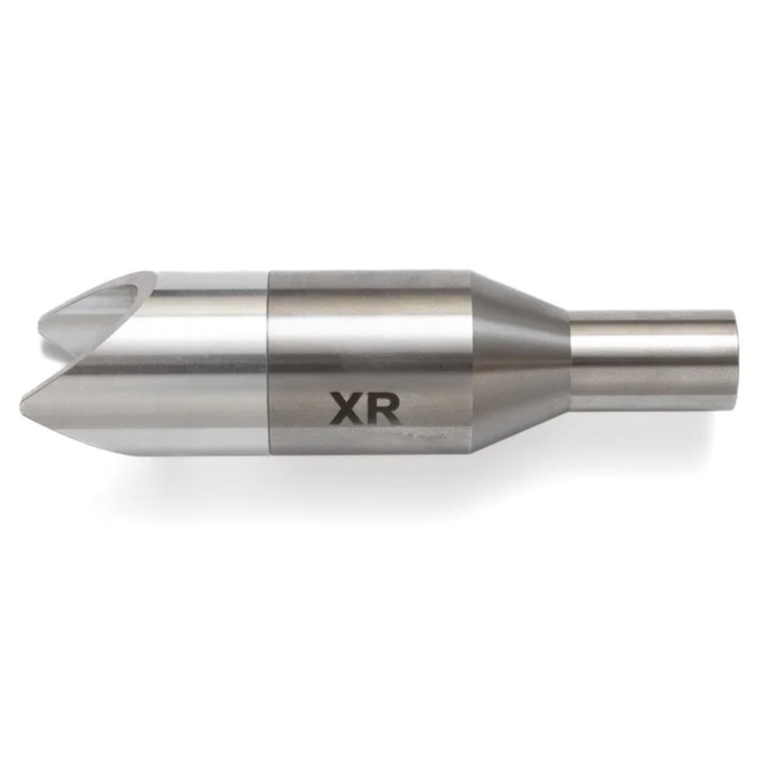 LightWELD XR 2-Prong Cleaning Nozzle precision machined metal nozzle with XR marking and dual prong design for welding maintenance on white background