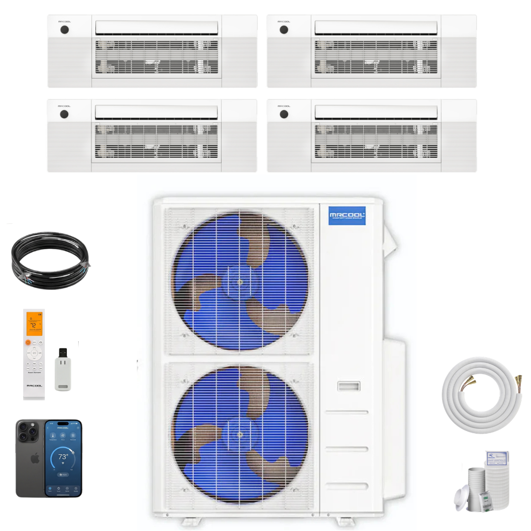 MRCOOL® DIY® 5TH GEN 4-ZONE 54,000 BTU CEILING CASSETTE MINI SPLIT WITH PRE-CHARGED LINE SETS (9K+9K+18K+18K)