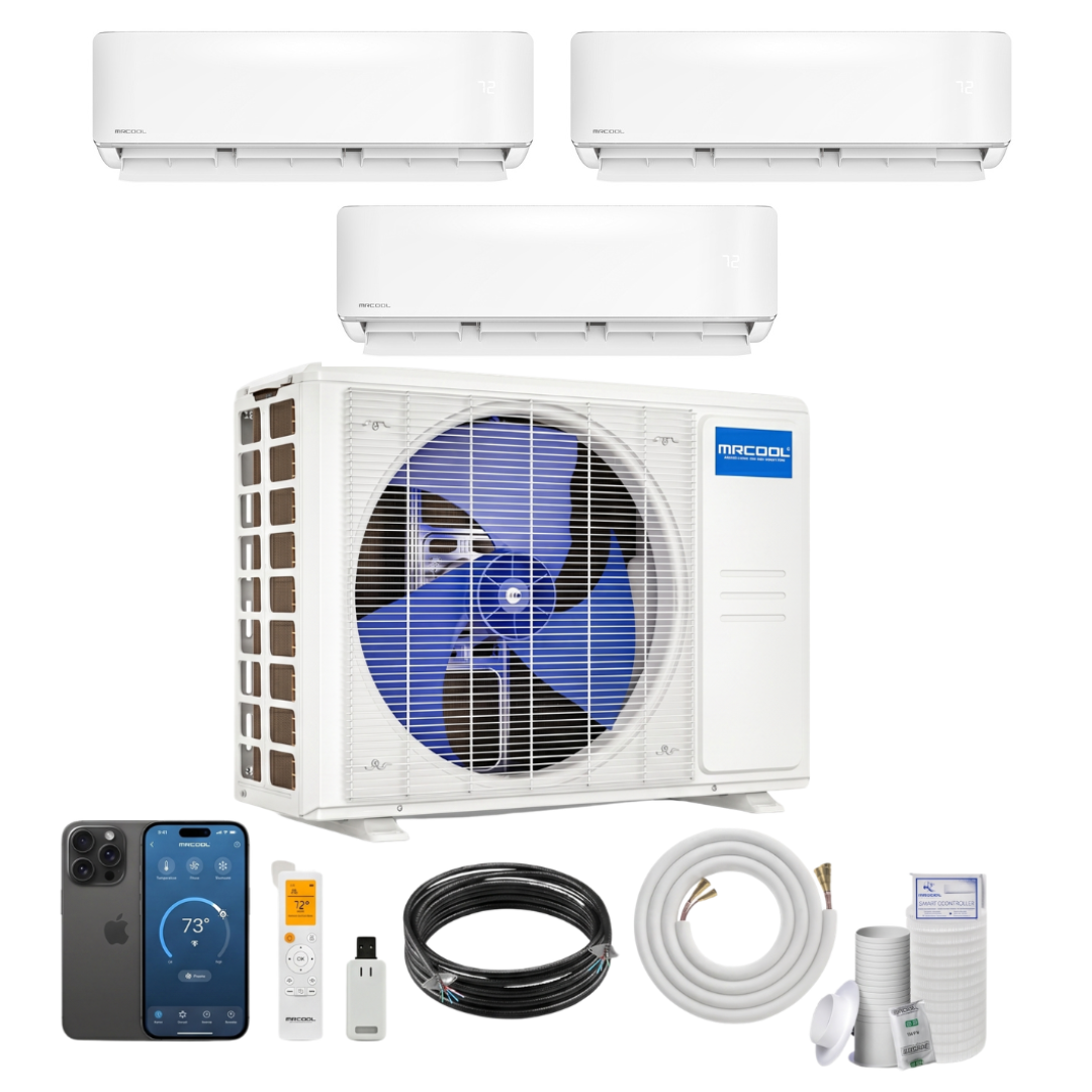 MRCOOL DIY 5th Gen 3-Zone 48,000 BTU Wall Mounted Mini Split Air Conditioner & Heat Pump (6K+18K+24K)