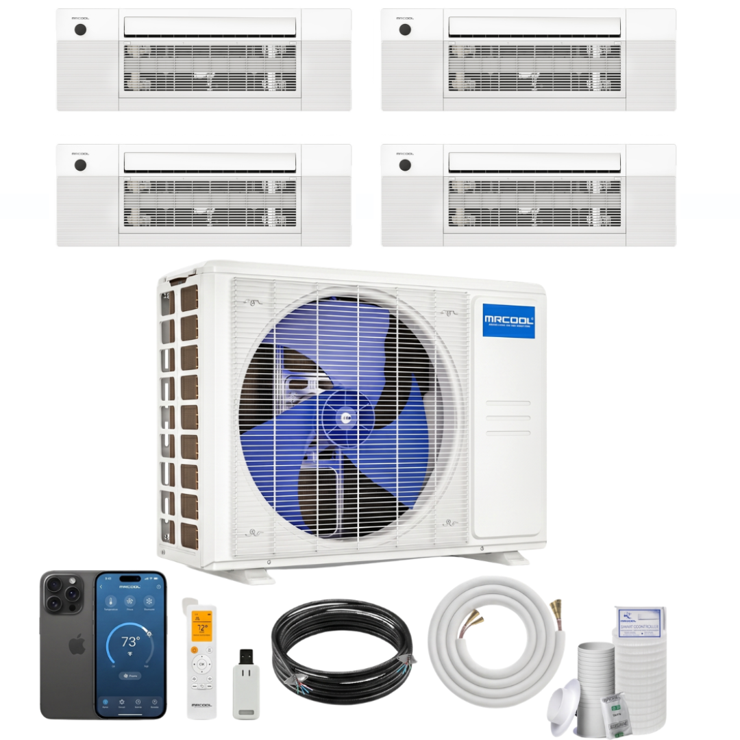 MRCOOL DIY 5th Gen 4-Zone 36,000 BTU Ceiling Cassette Ductless Mini Split Air Conditioner & Heat Pump (9K+9K+9K+9K), DIY4-BC-36HP-36K-36K366D Ceiling Cassette