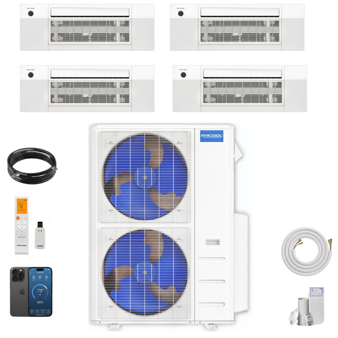 MRCOOL DIY 5th Gen 4-Zone 39,000 BTU Ceiling Cassette Ductless Mini Split Air Conditioner & Heat Pump with Pre-Charged Line Sets (6K+6K+9K+18K), DIYM448HP-39K-48K39MM
