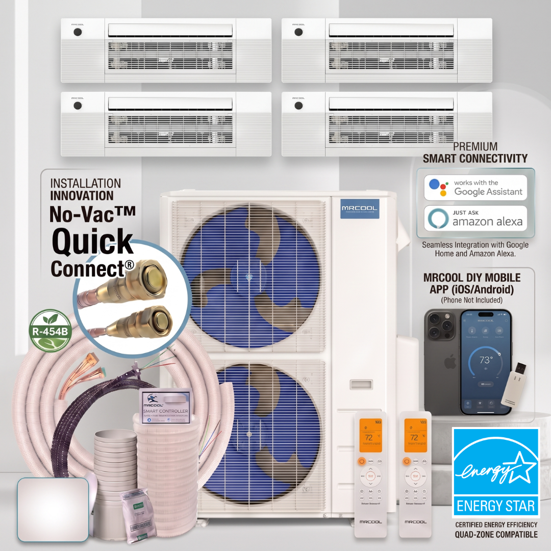 MRCOOL DIY 5th Gen 4-Zone 42,000 BTU Ceiling Cassette Ductless Mini Split Air Conditioner & Heat Pump (6K+9K+9K+18K), DIY4-BC-36HP06090918 No Vac Quick Connect