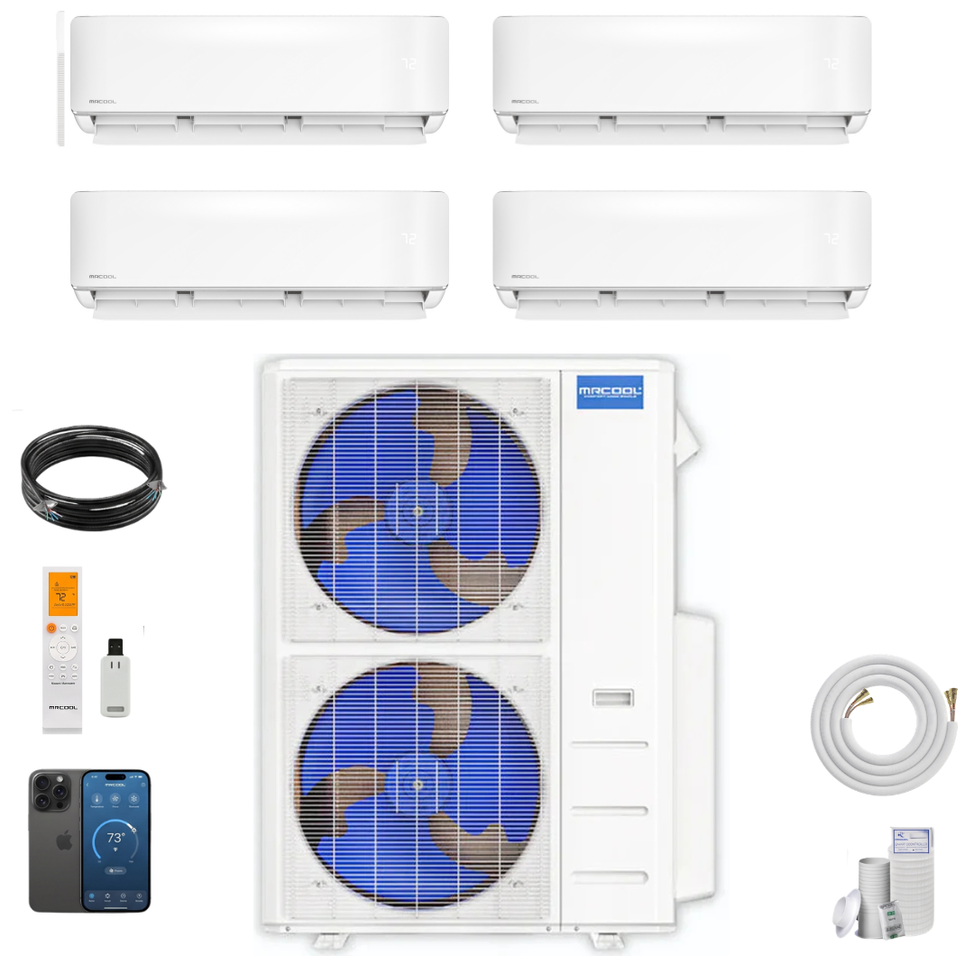 MRCOOL DIY 5th Gen 4-Zone 42,000 BTU Ductless Mini Split Air Conditioner & Heat Pump with Pre-Charged Line Sets (6K+6K+12K+18K), DIYM448HP06061218B