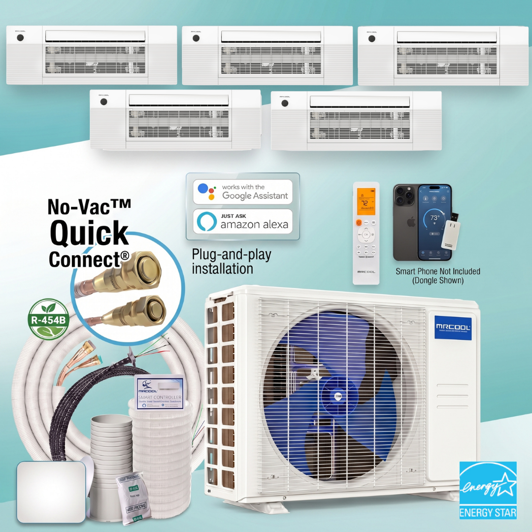 MRCOOL DIY 5th Gen 5-Zone 30,000 BTU Ceiling Cassette Ductless Mini Split Air Conditioner & Heat Pump (6K+6K+6K+6K+6K), DIY5-BC-36HP0606060606 5 Zone No Vac Quick connect
