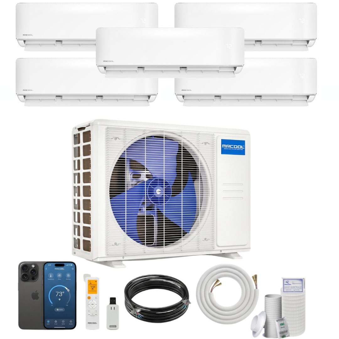 MRCOOL DIY 5th Gen 5-Zone 36,000 BTU Ductless Mini Split Air Conditioner & Heat Pump with Pre-Charged Line Sets (6K+6K+6K+6K+12K), DIYM536HP0606060612