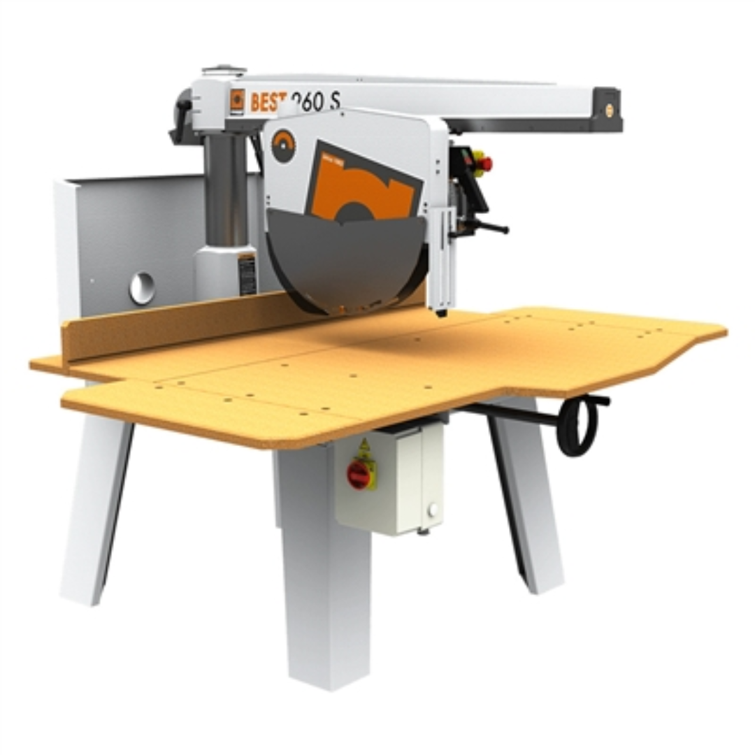 Maggi Best 960S Radial Arm Saw MAG-BEST960S industrial radial arm saw with precision cutting blade, heavy-duty frame, and large worktable