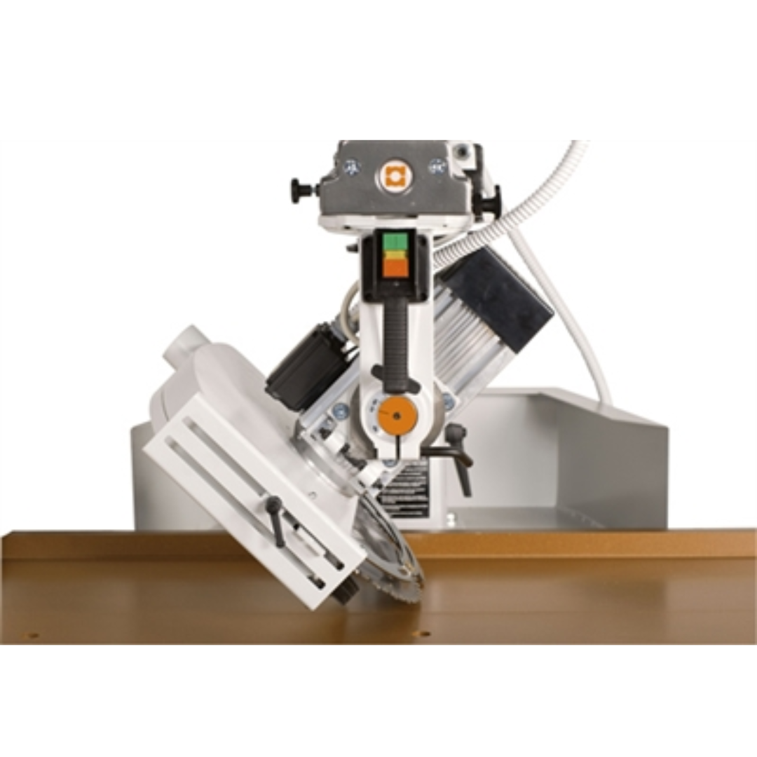 Maggi Big 800CE Radial Arm Saw MAG-BIG800CE detail of adjustable cutting head and angle positioning system