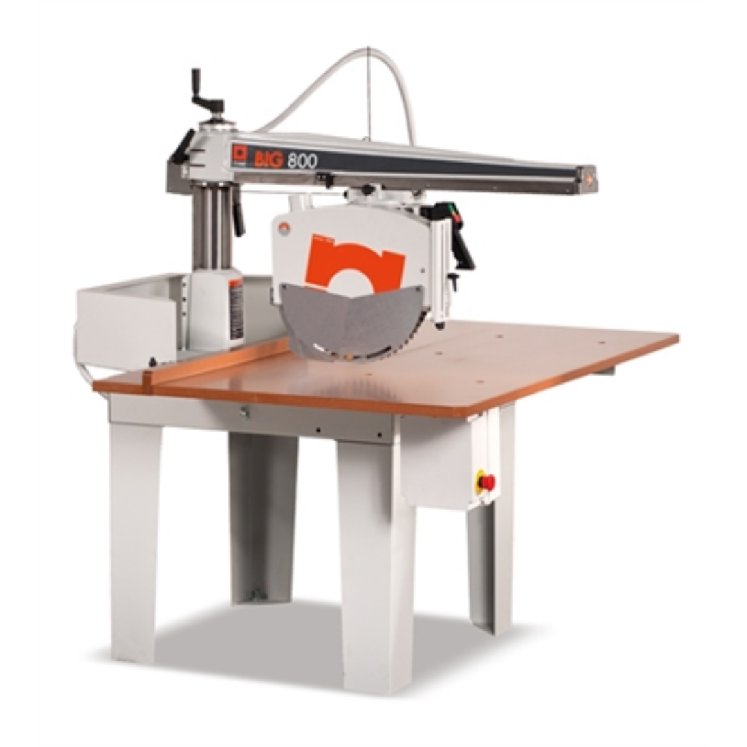 Maggi Big 800CE Radial Arm Saw MAG-BIG800CE industrial radial arm saw with extended arm reach and large precision worktable