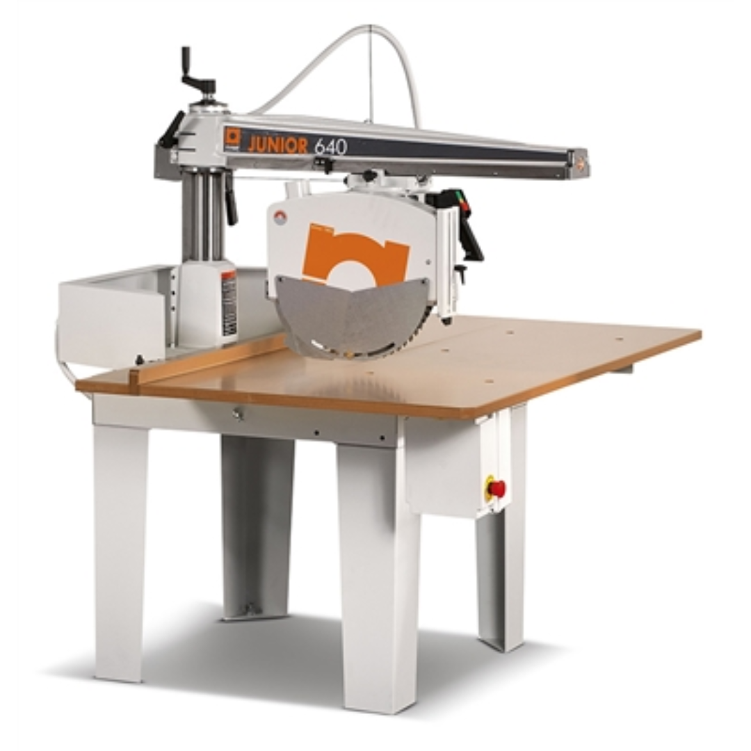 Maggi Junior 640CE Radial Arm Saw MAG-JUNIOR640 industrial radial arm saw with large worktable and precision cutting arm