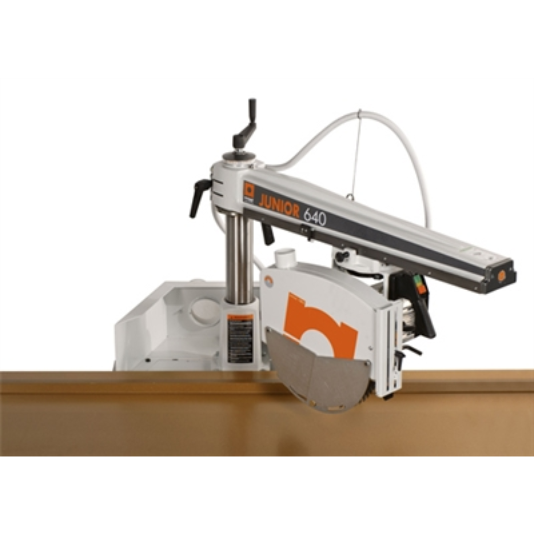Maggi Junior 640CE Radial Arm Saw MAG-JUNIOR640 workstation setup with precision table and fence system