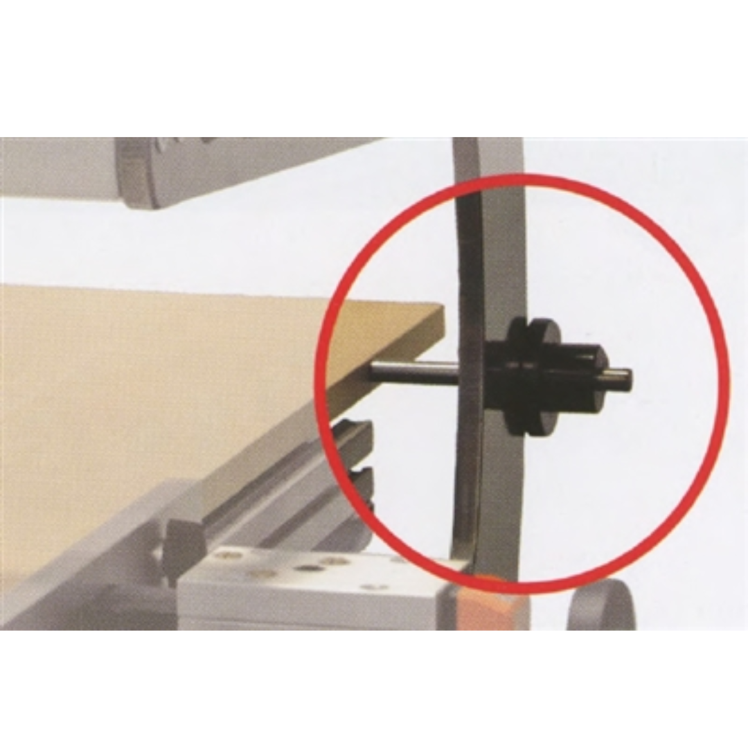 Maggi Reference Stop - LONG PANEL TRANSVERSE BORING 21/23/29 26001071 installed view highlighting positioning on machine fence for accurate long panel boring alignment
