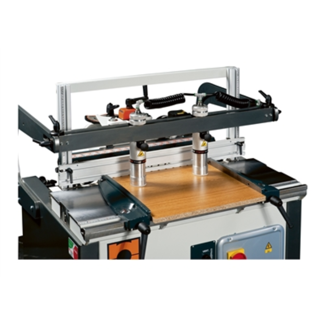 Maggi System 21 Prestige Construction/Line Borer MAG-SYSTEM-21P top view of machine table and clamping system for panel stability