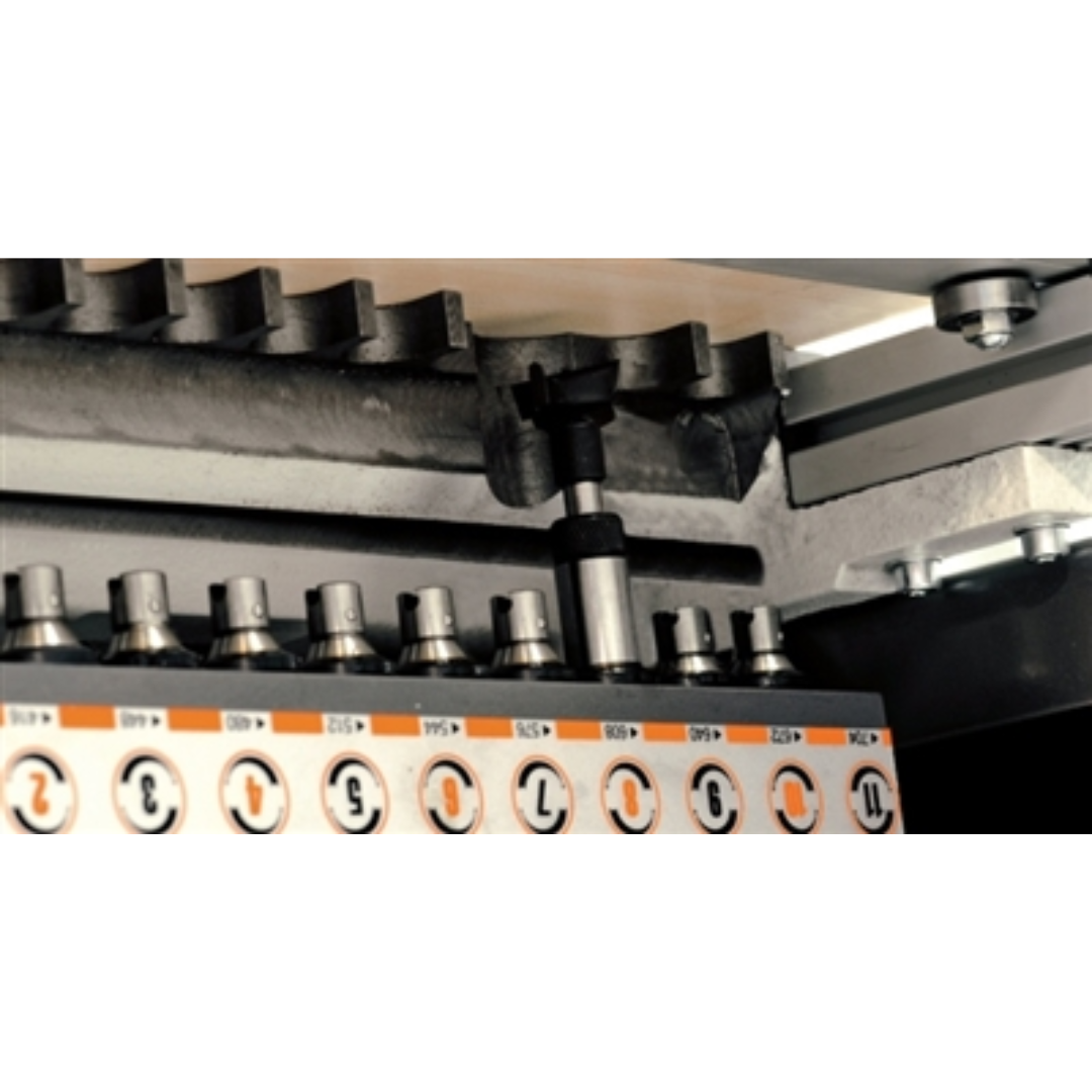 Maggi System 35 Construction/Line Borer MAG-SYSTEM-35 detailed view of spindle chucks and drilling alignment system
