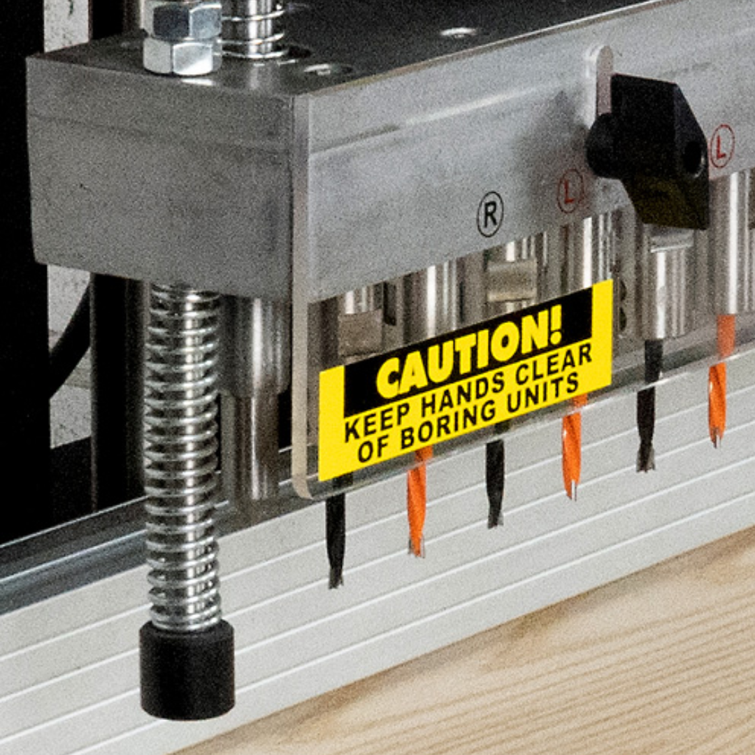 MaksiwaLINEBORINGPNEUMATIC13SPINDLELINE1PHspindleheaddetailwithsafetylabel