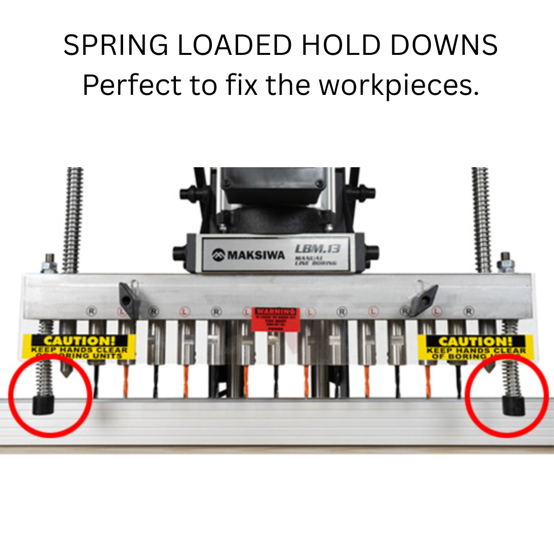 MaksiwaLINEBORINGPNEUMATIC13SPINDLELINE1PHspringloadedholddownclose-up