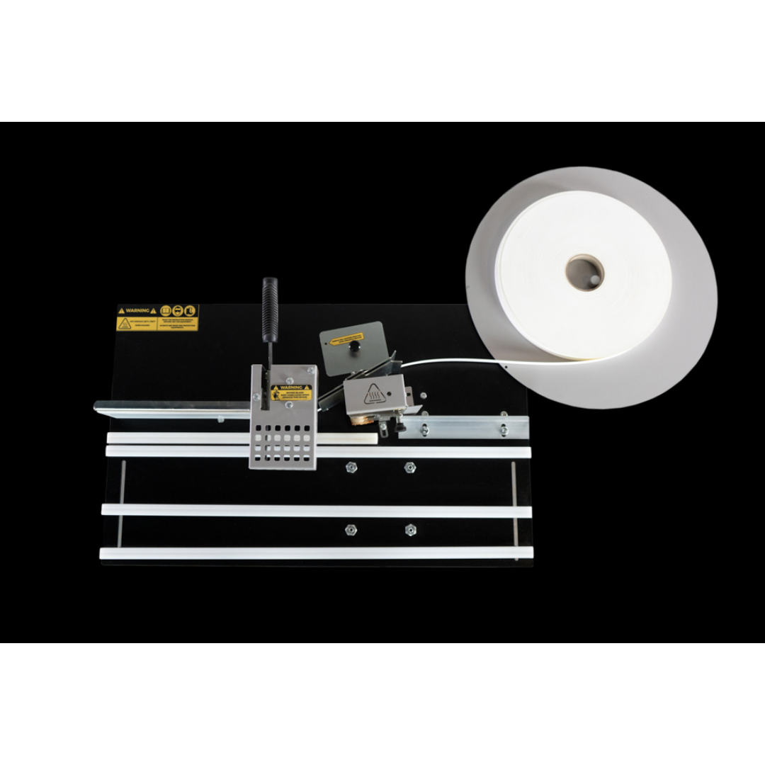 Maksiwa CBC.E Portable Edgebander accessories kit laid out with edge banding roll