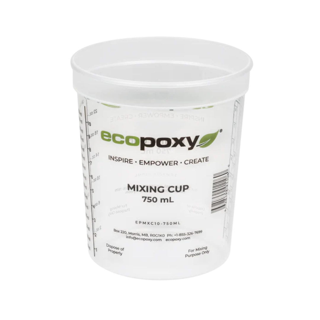 Medium-size Ecopoxy Graduated Epoxy Mixing Cups with clear printed measurement scales for accurate mixing ratios.