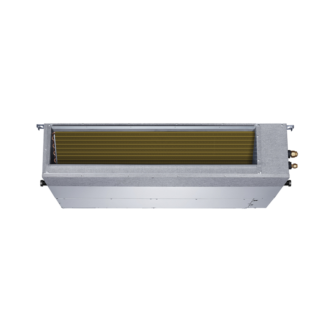 Mrcool Olympus Duct DUCT-09HP-230B-O front view showing compact low-profile ducted air handler for hidden ceiling installation.