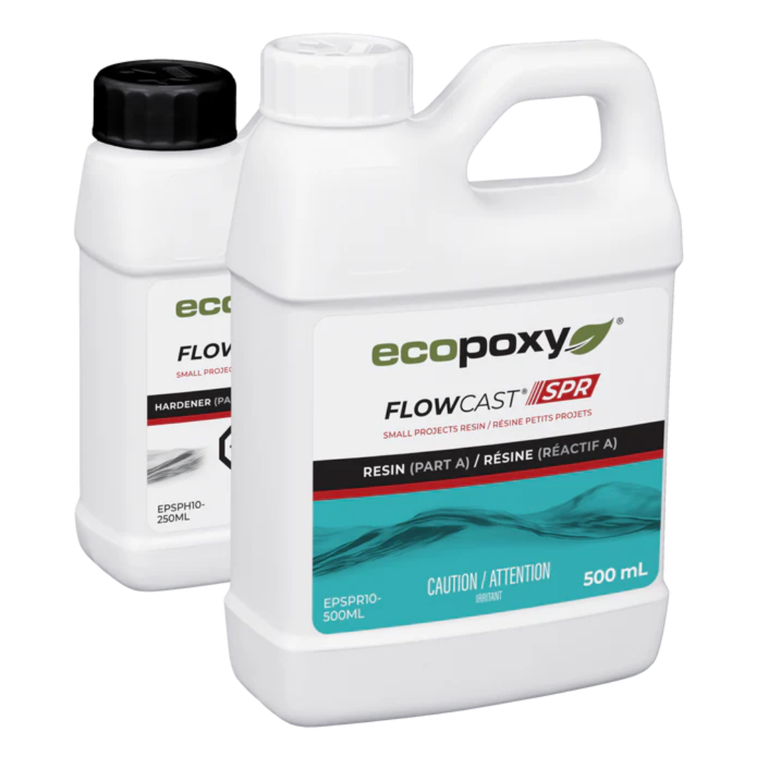 Multiple container sizes of Ecopoxy FlowCast SPR Premium Casting Epoxy for professional casting projects.