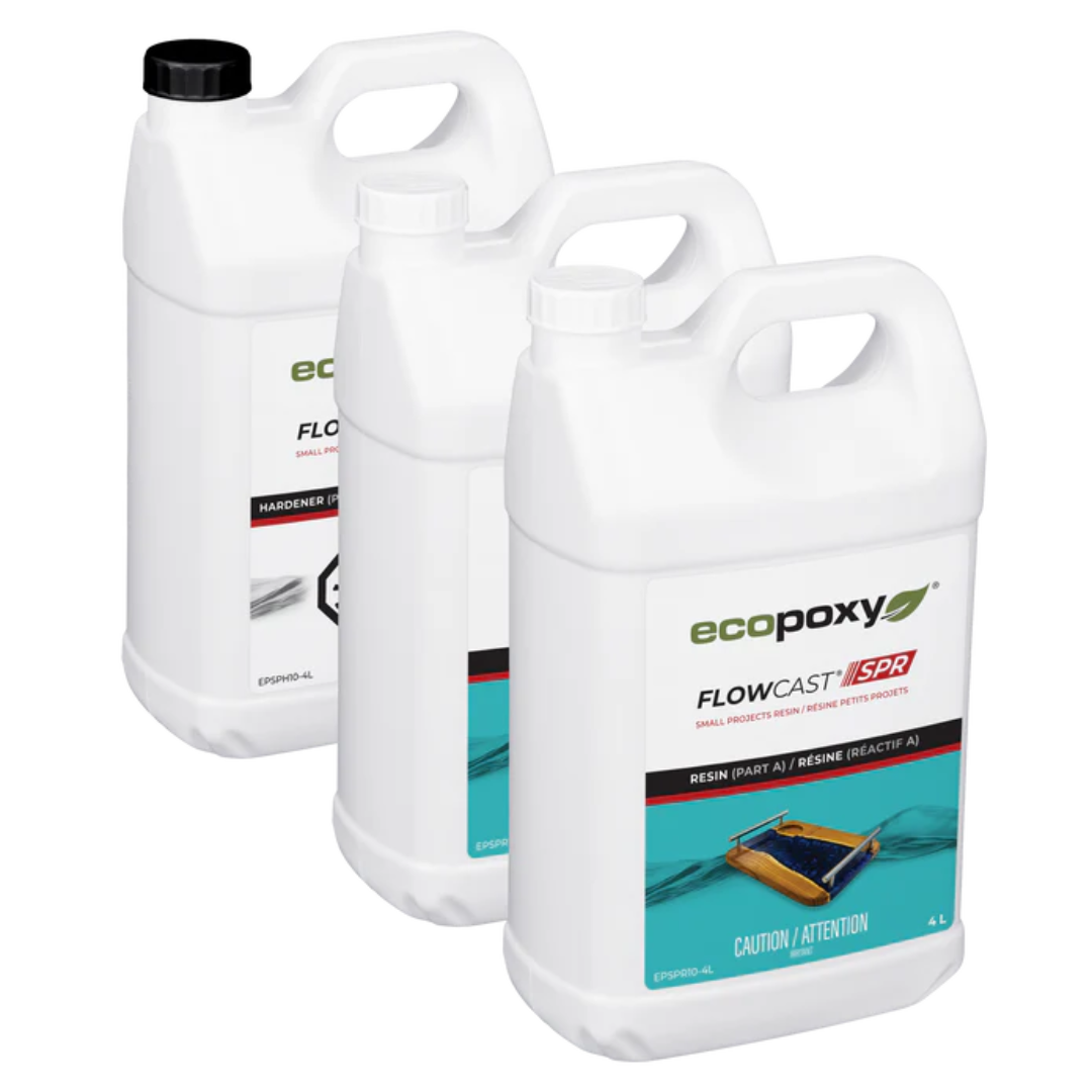 Multiple container sizes of Ecopoxy FlowCast SPR Premium Casting Epoxy for professional casting projects