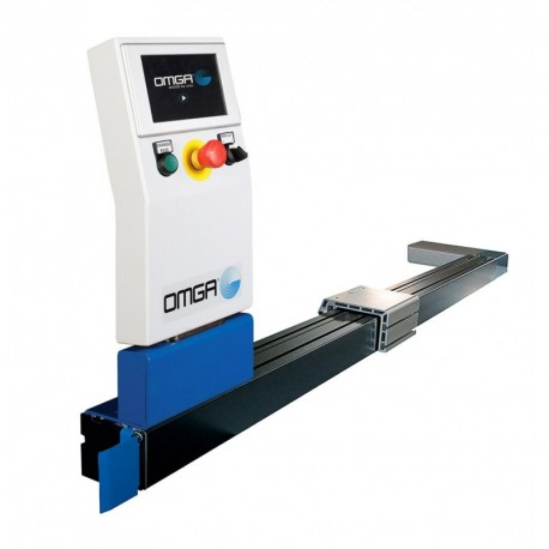 OMGA Stop 6 - RH Programmable Stop/Positioner System with precision digital positioning control for automated industrial cutting operations
