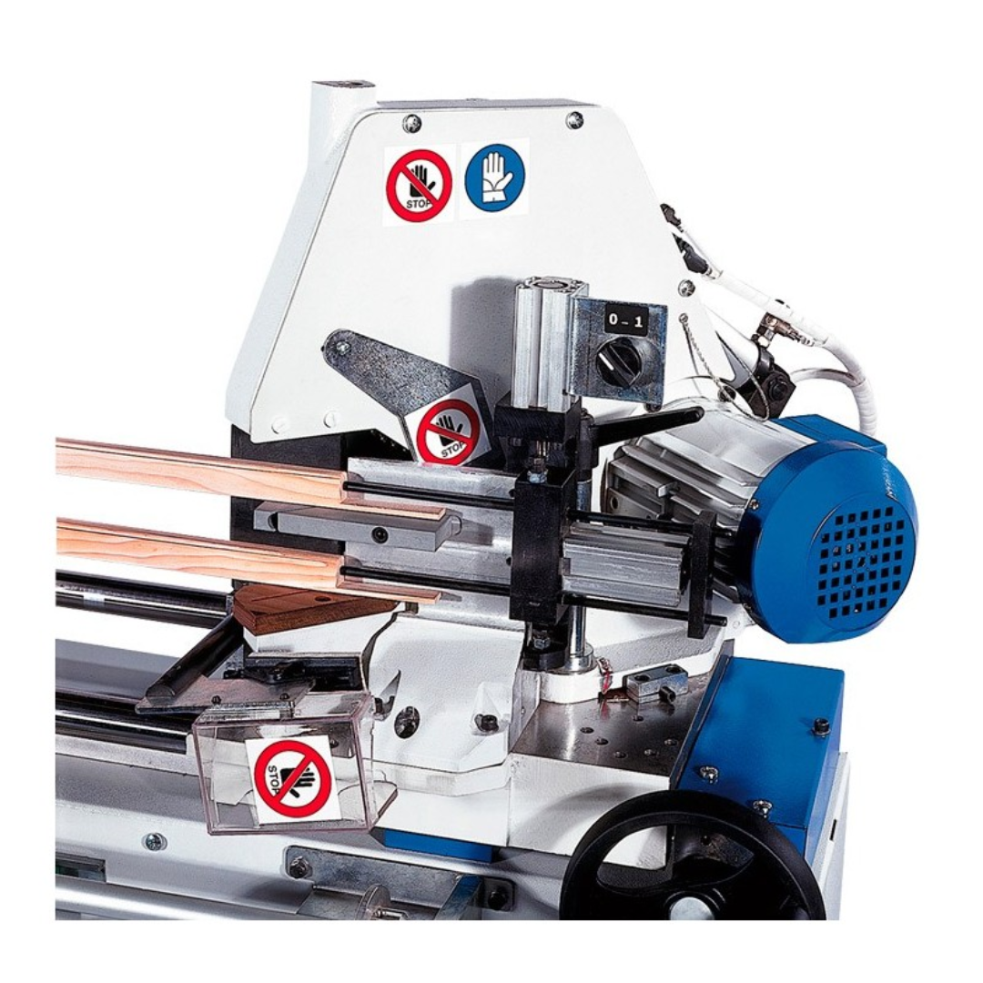 OMGA TRF 527 8.5" Double Mitre Chop Saw carbide-tipped cutting head assembly designed for accurate mitre and straight cutting applications.