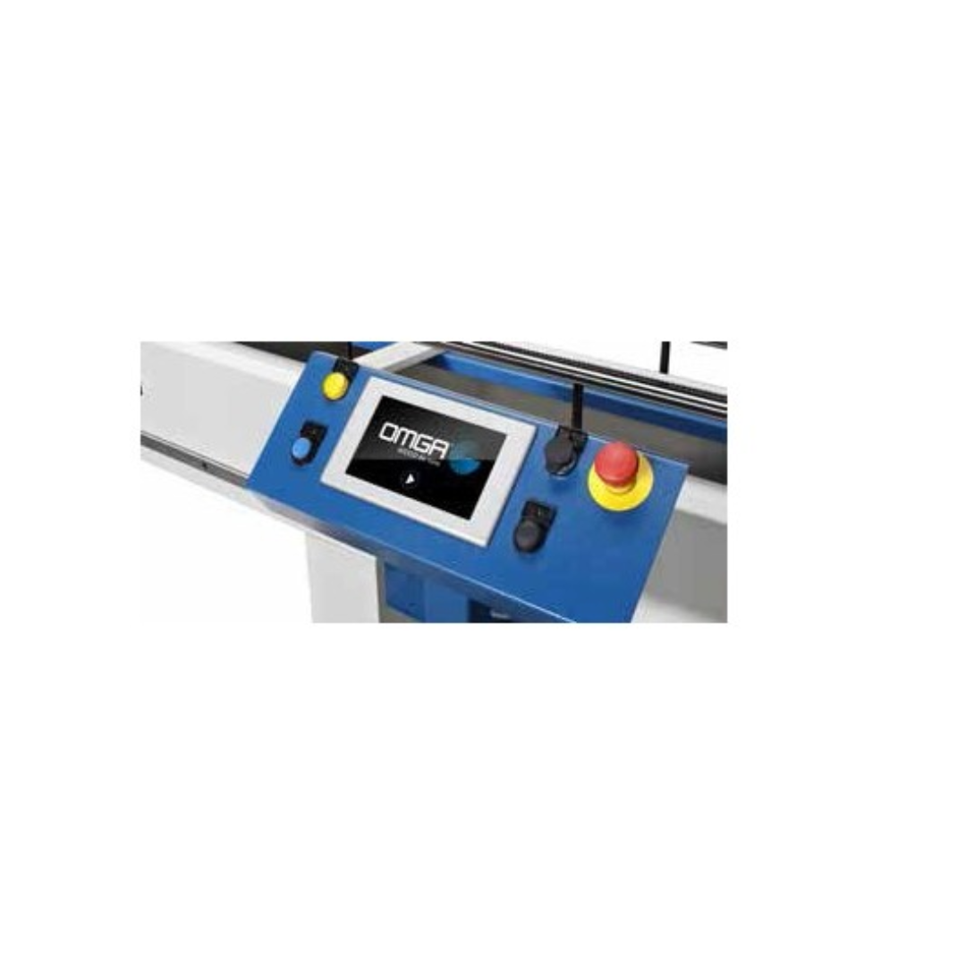 OMGA TR 2B NC 14" Double Mitre Chop advanced digital measurement and control display for automated industrial cutting applications.