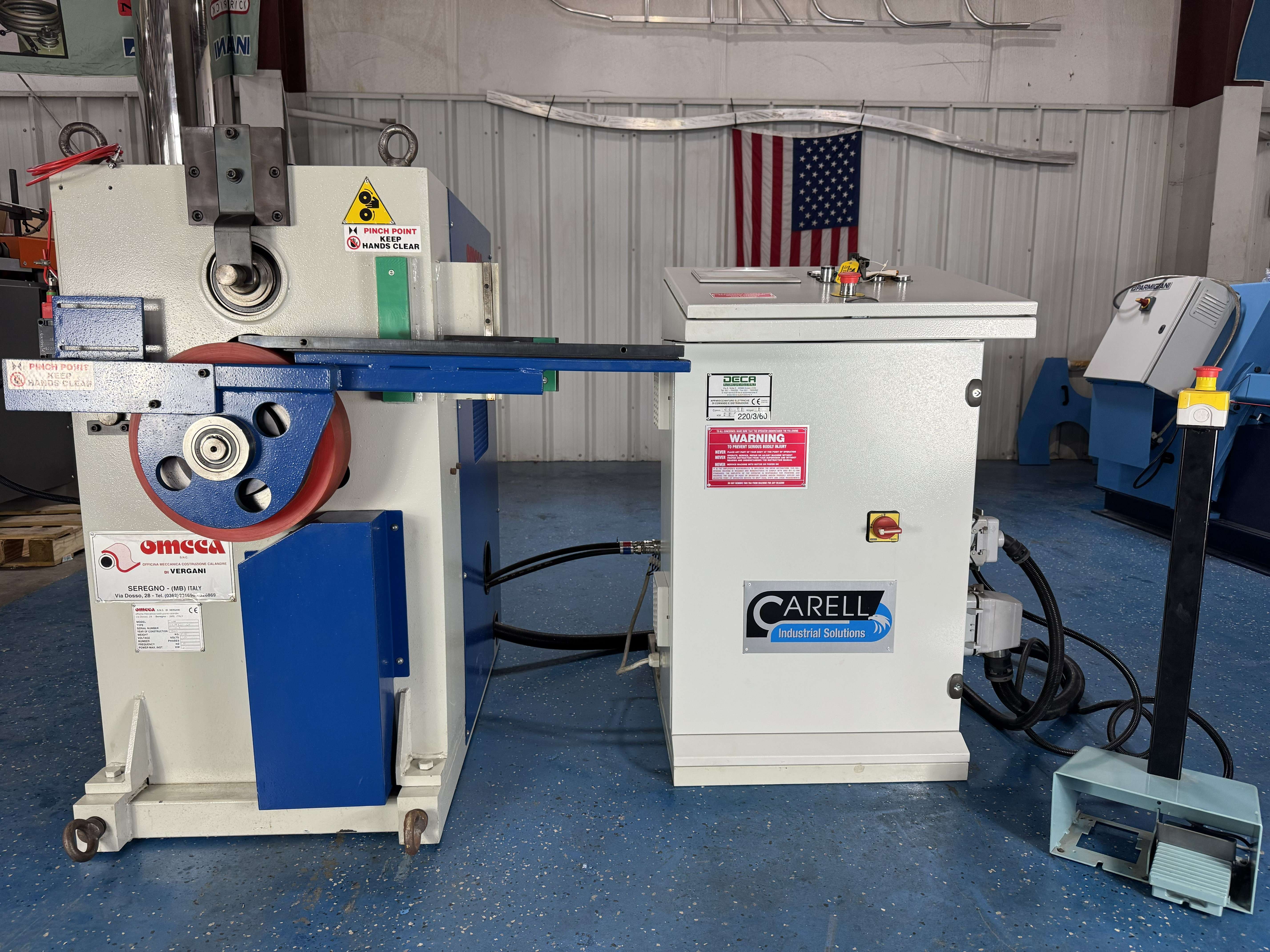 Omcca 2 RM 2 Roll Mono Automatic Cycle Ring Roll control panel and machine