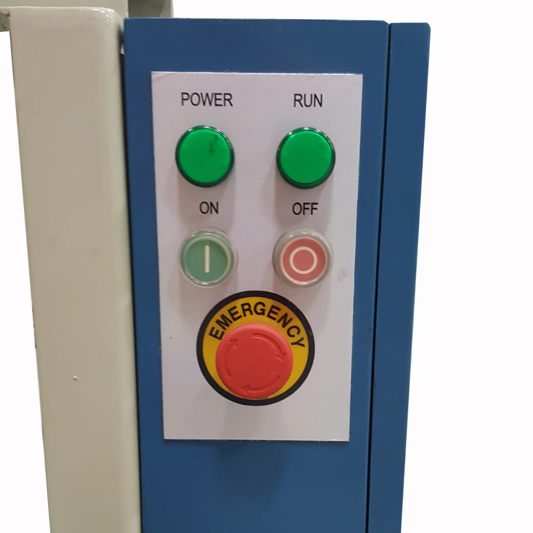 Operator control panel of the Baileigh 50-Inch Electric Slip Roll, Open Stand (SR-5016E) 1007336 featuring simple industrial controls for efficient sheet metal forming and rolling operations.