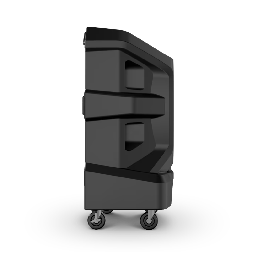 Portacool APEX 1200 Portable Evaporative Cooler side profile view illustrating the compact design and airflow intake structure