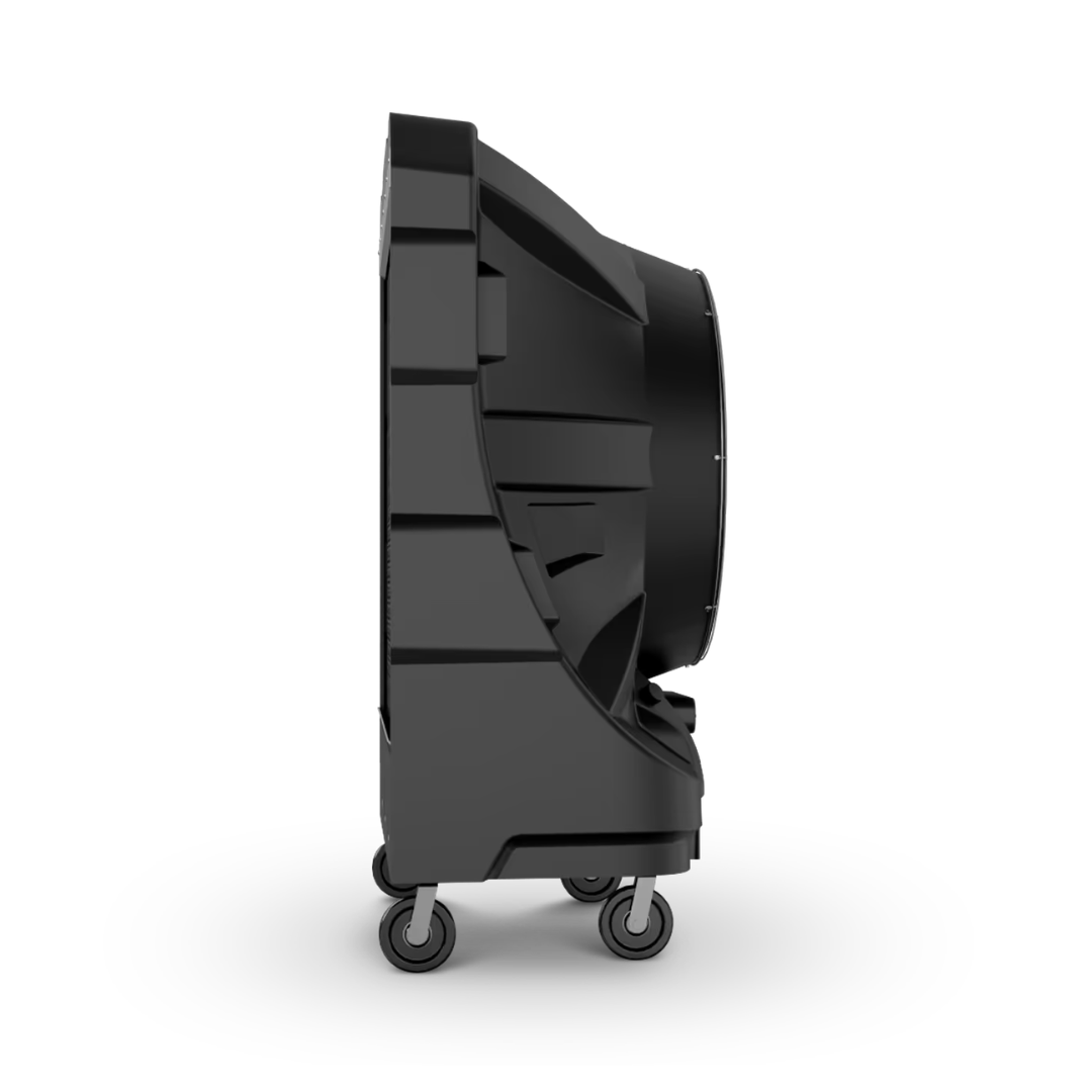 Portacool APEX 4000 Portable Evaporative Cooler side profile view illustrating the compact industrial design and airflow intake structure