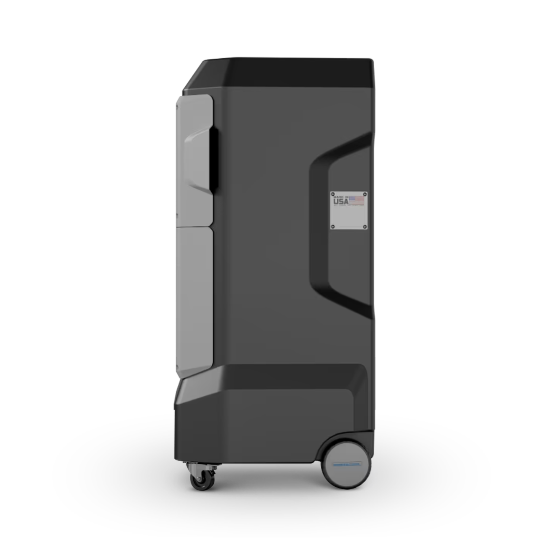 Portacool APEX 700 Portable Evaporative Cooler rear-side perspective highlighting the cooling pad housing, structural frame, and portable base