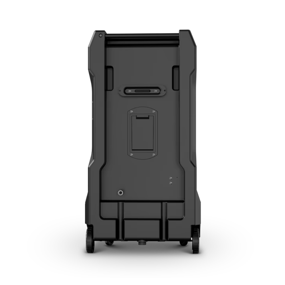 Portacool APEX 700 Portable Evaporative Cooler rear view showing the evaporative cooling media panel and water distribution system