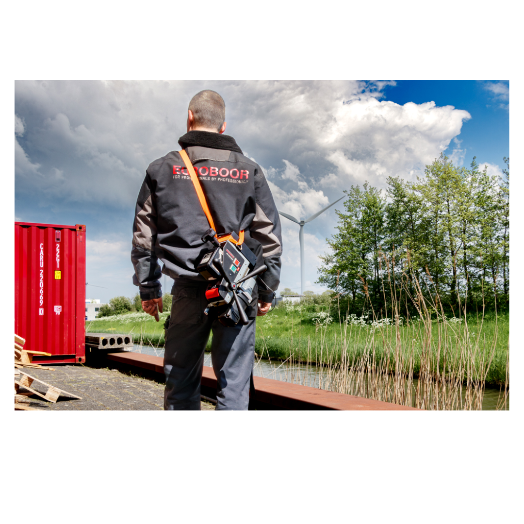 Professional operator using the Euroboor EBM.36/P-18V Cordless Magnetic Drilling Machine on-site for structural steel drilling in outdoor construction applications