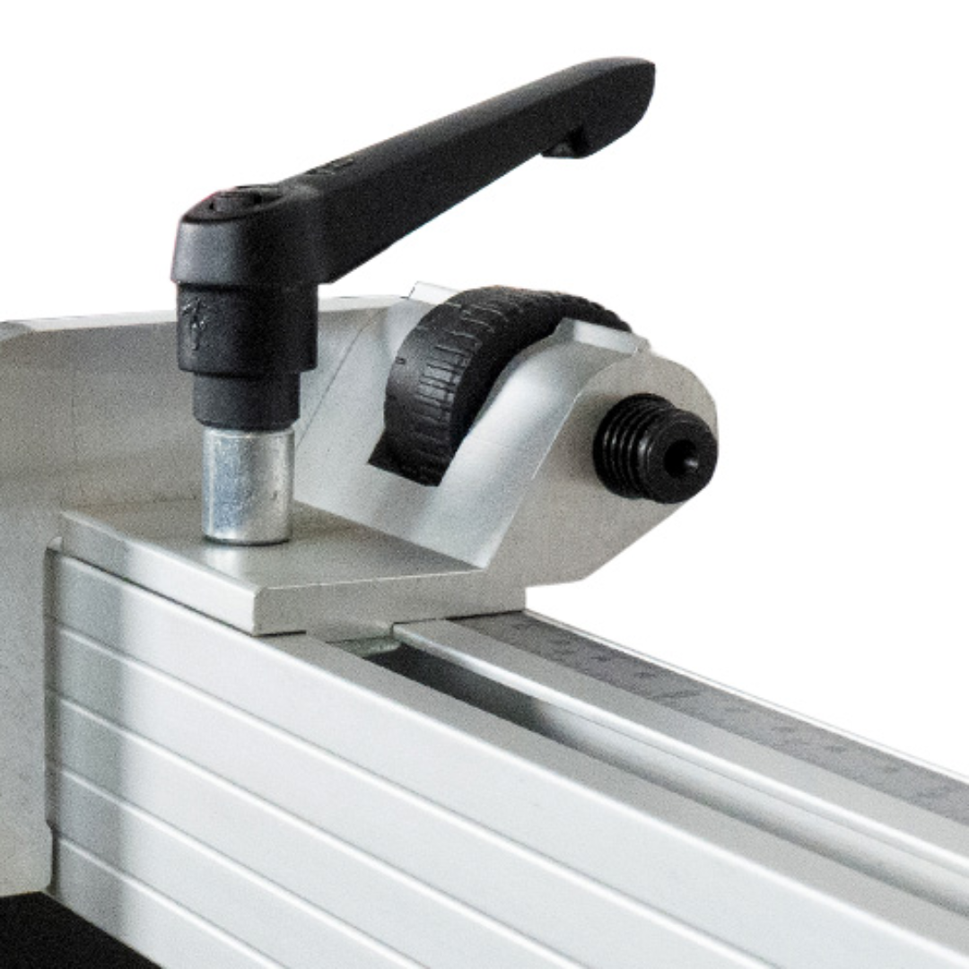 Quick-lock handle and aluminum rail system on Maksiwa Line Boring 13 Spindle Manual machine