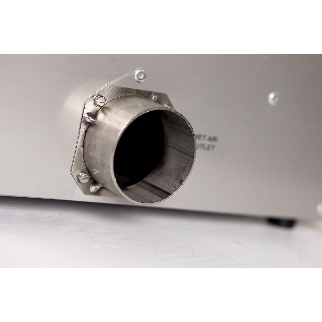 Rear air duct connection port on Ebac DD200-S Desiccant Dehumidifier 10502SU-US designed for ducted industrial dehumidification systems