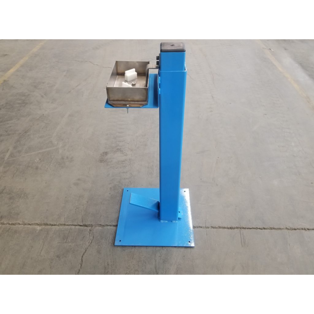 Rear angled view of JLT #160B Stile Spreader emphasizing durable construction and compact footprint for efficient shop integration